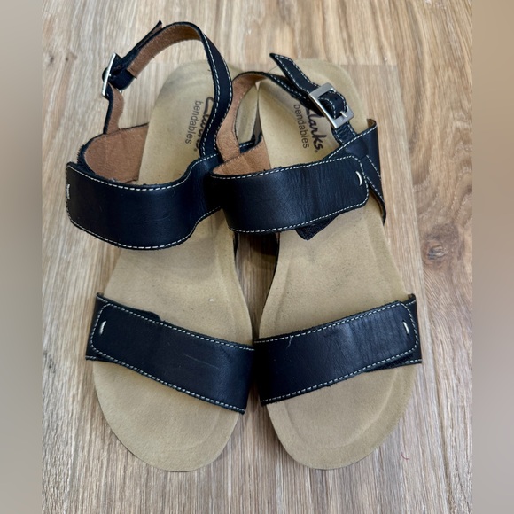 Clarks Alto Disco Leather Wedge Sandals Size 7 LNC - Picture 6 of 6